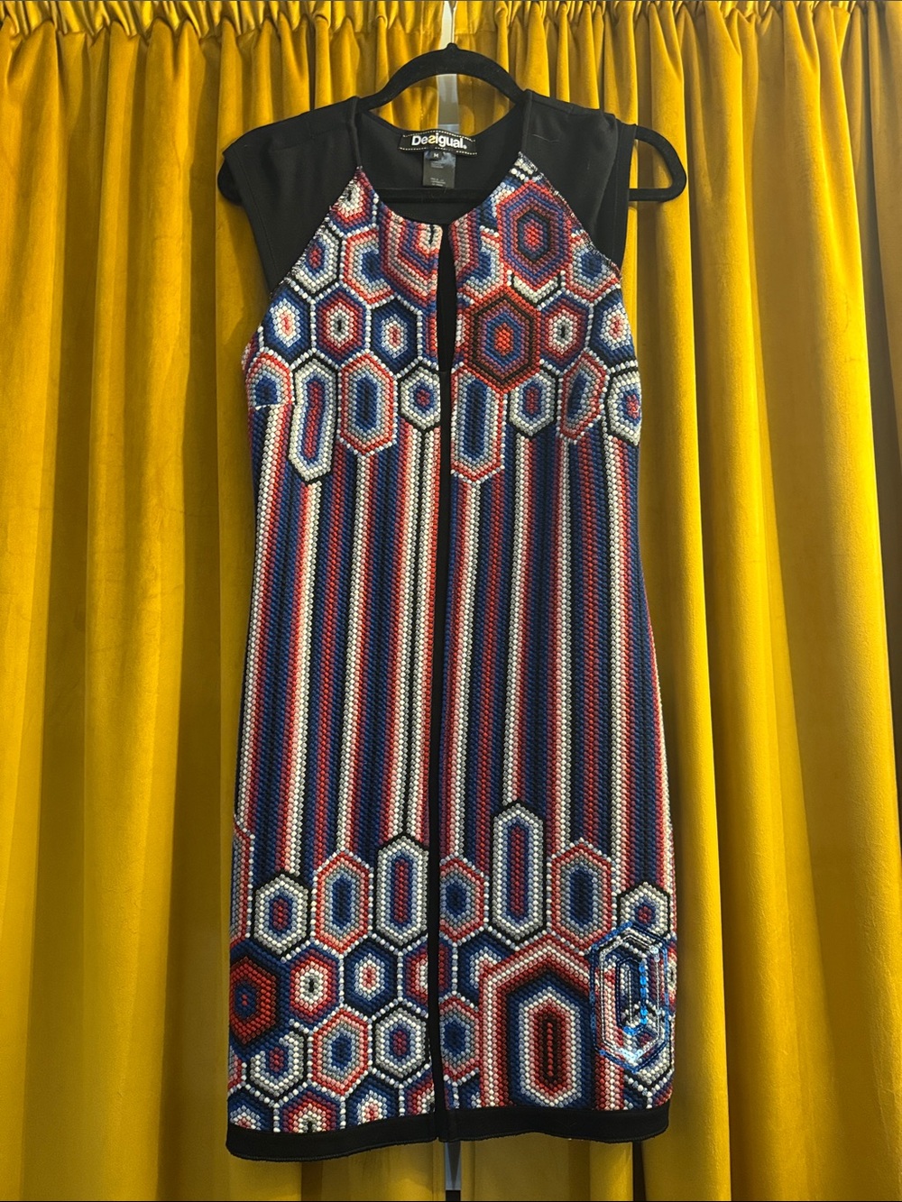 Desigual Black Top with Gold Logo Stitching